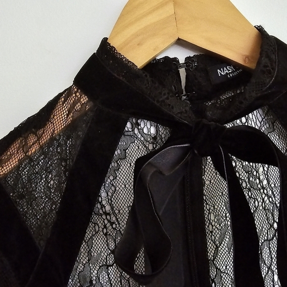 Nasty Gal "Lace Face It" Black Velvet Lace Jumpsuit - Picture 6 of 12